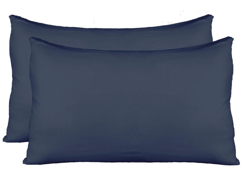 AUCOCU Extra Soft Jersey Knit Pillow Cases, Standard Size with Hidden Zipper, Soft Than Cotton, Pack of 2, Navy - Image 1